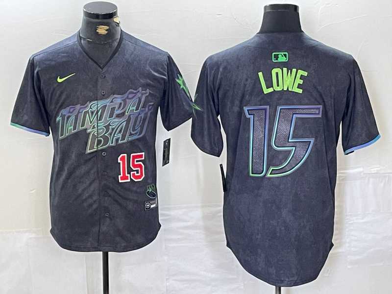 Men%27s Tampa Bay Rays #15 Josh Lowe Number Charcoal 2024 City Connect Limited Stitched Jerseys
